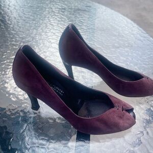 Donald J. Pliner Maroon Peep-Toe Heels